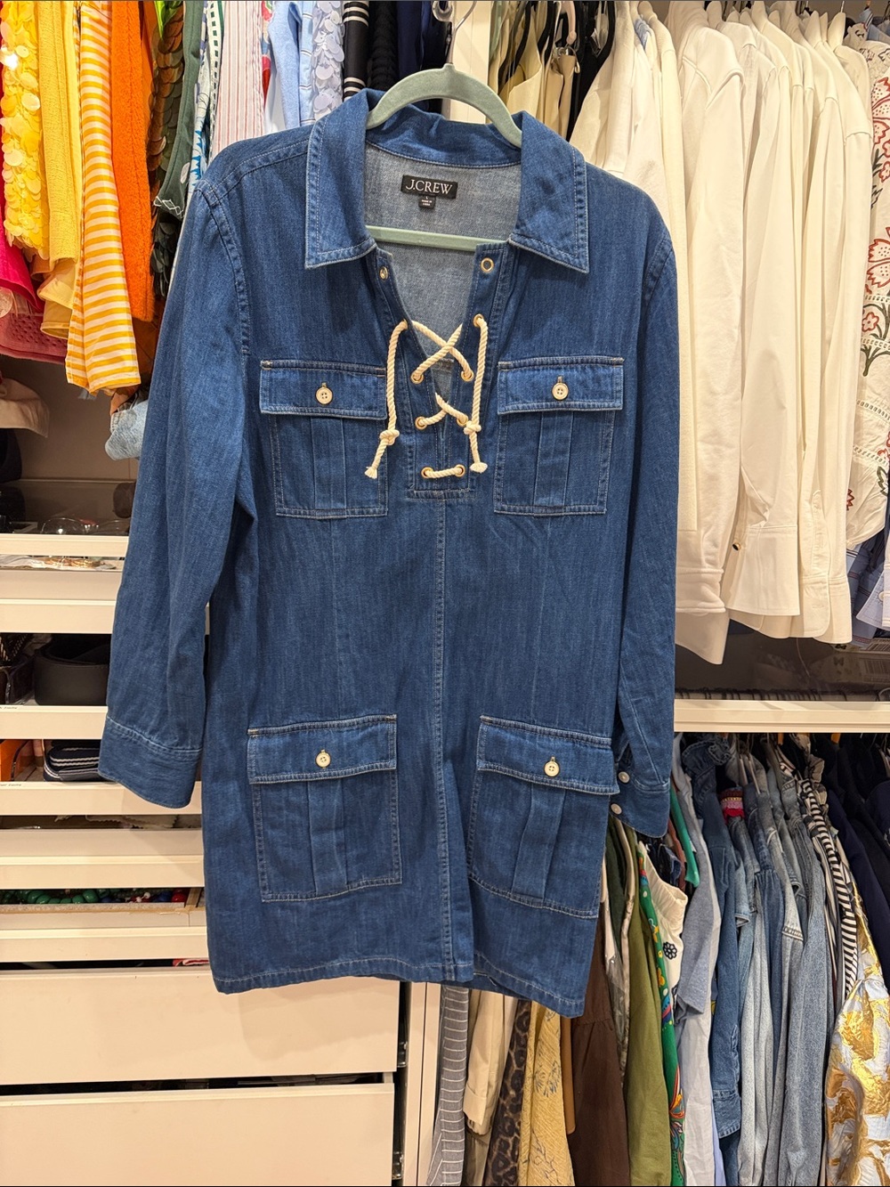J. Crew Blue Denim Lace-Up Utility Jacket